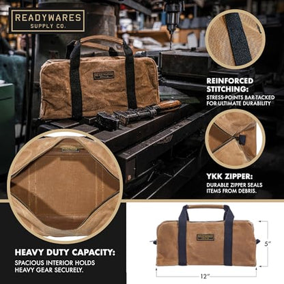 Readywares 12" Utility Bag | Small Heavy Duty Canvas Tool Bag for Men, Durable Waxed Canvas Utility Bag and Tool Pouch, Built Tough for Tradesmen, Mechanics, and Everyday Work