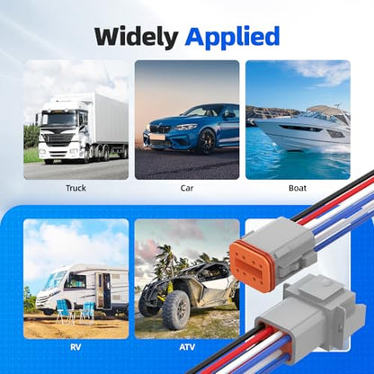 8 Pin Deutsch Connector, Hoodutric 16AWG Gray Male Female Wiring Harness DT Pigtail 8 Wire Waterproof Connector with Heat Shrink Tubing Electrical Tape for Car Truck Motorcycle Boat-2 Kit - style: 8Pin Gray 2 Set