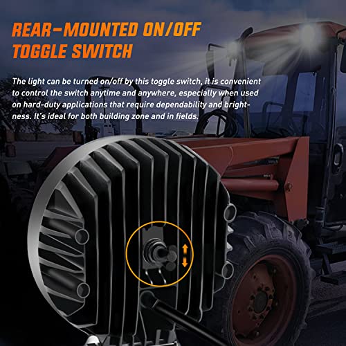 Nilight 4.3 Inch Round Utility LED Work Light W/Integrated Toggle Switch, 2PCS 72W 5760LM 150° Flood Lamp for Offroad Heavy Equipment Vehicles Truck Tractor Golf cart Boat ATV UTV - color: 2Pcs 24Led Flood Lights