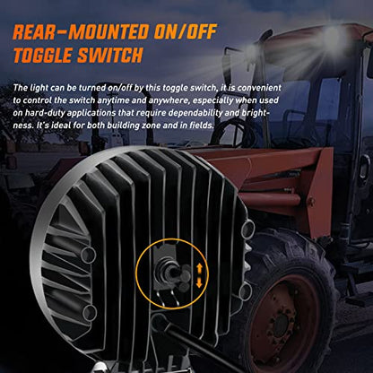 Nilight 4.3 Inch Round Utility LED Work Light W/Integrated Toggle Switch, 2PCS 72W 5760LM 150° Flood Lamp for Offroad Heavy Equipment Vehicles Truck Tractor Golf cart Boat ATV UTV - color: 2Pcs 24Led Flood Lights