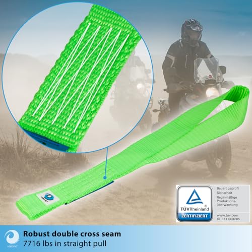 valonic Condor - Soft Loop tie Down Straps Heavy Duty - 2 Pack, 7716lbs, 1.4" x 18", Double Stitched, Green - for Motorcycle Handlebar