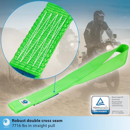 valonic Condor - Soft Loop tie Down Straps Heavy Duty - 2 Pack, 7716lbs, 1.4" x 18", Double Stitched, Green - for Motorcycle Handlebar