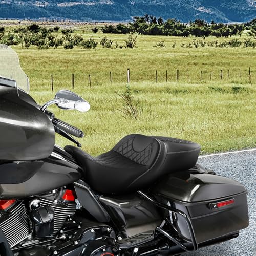 River Seat - SLMOTO Hammock Seat Motorcycle Seat Cushion fit for Harley Touring Road King Street Glide Road Glide Electra Glide 2009-2023 - color: A Style Black
