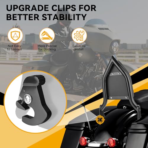 25" Detachable Sissy Bar Backrest for Harley Davidson Touring, Motorcycle Heavy Duty Steel Passenger Backrest Compatible with Street Glide/Road Glide/Road King/Electra Glide 2009-2024 (Black)