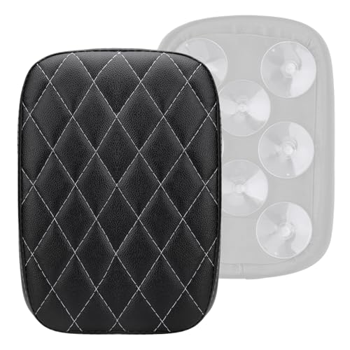 LKV 10.63″ Motorcycle Pessenger Seat, Rear Leather Pillion Pad with 8 Suction Cup Motorcycle Pillion Seat Cushion for Harley Dyna Sportster Chopper - color: 8 Suction Cups - Black Rhombus