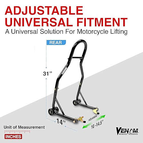 Venom Sport Bike Motorcycle Rear Wheel Swingarm Spool Lift Stand Paddock Stands Compatible with Yamaha Honda Kawasaki Suzuki Ducati BMW