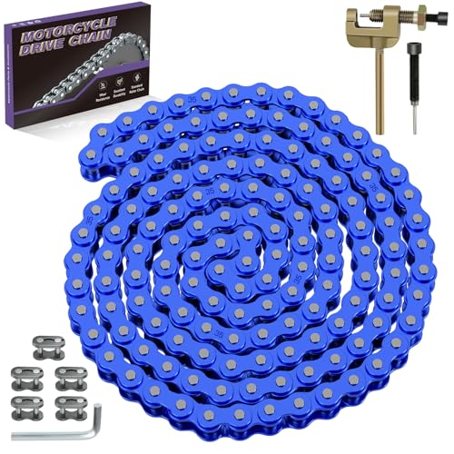 35 Chain with Chain Breaker Compatible with Minibike Coleman CT100U CC100X Baja Doodlebug DB30 Motovox MBX10 MBX11 Predator 97cc 100cc Mega Moto MM-B80 105cc Go Kart Powersports Parts 140 Links - color: Blue