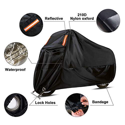 WinPower Outdoor Waterproof Motorcycle Cover All Weather Protection Winter Snow Universal Motorbike Bike Vehicle Cover, 104 x 41 x 49 inch, XXXL - size: 3XL(104x41x49 inches)