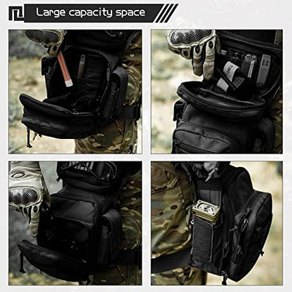 Drop Leg Bag for Men Women Military Tactical Thigh Pack Pouch Multifunctional Tactical Package Outdoor Hiking Thigh Bag - color: Black