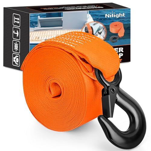 Boat Trailer Winch Strap 2 x 20Inch With Steel Hook 500 LBS Break Strength Winch Strap For Pontoon, Jet Ski, Fishing Boat - color: 2in x 20ft Boat Trailer Winch Strap