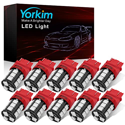 Yorkim 3157 Red LED Light Bulbs, 3056 3057 3156 3157 4157, 360 Degree Lighting Angle, Super Bright, Non-Polarity Design, Easy to Install - color: Red, size: 3157/3156
