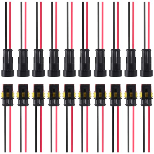 10Pair 2Pin Waterproof Connector,Male and Female Way 16 AWG Quick Disconnect Wire Connectors Suitable for car Truck, Boat and Other Wire Connection - color: 10Pair 2PIN