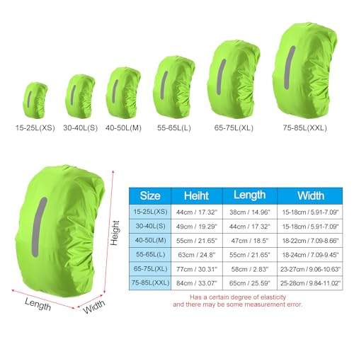 PATIKIL Waterproof Backpack Rain Cover, Non-Slip Backpack Cover with Vertical Reflective Strap Stay Dry for Hiking, Camping, Hunting - color: Lawn Green, size: XX-Large