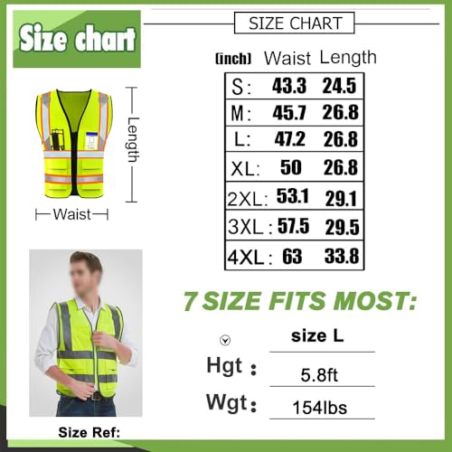 High Visibility Reflective Safety Vest with Pockets Custom Your Logo Safety Workwear - color: Luminous Black Green Webbing, size: X-Large