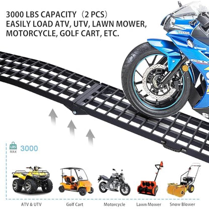 FACHNUO Aluminum Motorcycle Ramp 9FT, Portable Heavy Duty Loading for Pickup Truck, Lawn Mower, ATVs, UTVs, Golf Cart, Shed, Dirt Bike, Trailer, Tailgate, 1500lbs Capacity 1PC, 110" L x 18" W - size: 9FT