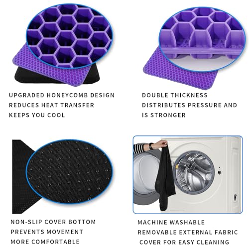 Gel Seat Cushion, Cooling Honeycomb Cushion for Long Sitting, Tailbone & Coccyx Pain Relief, Ergonomic Office Chair Pad, Breathable for Car Seat & Wheelchair(Light Purple) - color: Light Purple