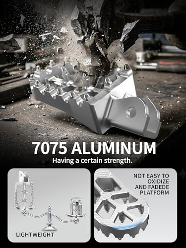 JFG RACING Dirt Bike Foot Pegs,7075 Aluminum CNC Pedals Rests for Surron Light Bee X and S/E Ride Pro S SS SR/CRF150F CRF230F 03-19/CRF250F 19-24/XR150L 15-24/KDX200 83-94-Silver - color: silver