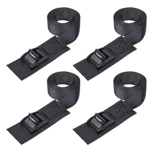 Ayaport Adjustable Cam Buckle Lashing Straps 6ft 4pack Tie Down Straps - color: Black, size: 1" x 6'