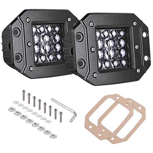 Flush Mount LED Pods, 2pcs 84W Flush Mount LED Bumper Fog Lights Spot Beam Backup Reverse Lights Off Road Driving Light for Trucks Pickup UTV ATV Boat - color: White Flush