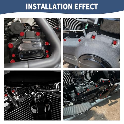 Motorcycle Bolt Covers Engine Bolt Toppers Caps Kit Fit for Harley 2007-2016 Touring Road Glide Street Glide Road King Electra Glide FLT FLH (Red) - color: Red