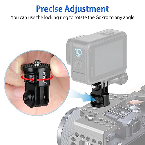 HSU Aluminum Tripod Mount Adapter, 1/4" 20 Mount for GoPro Hero 13/12/11/10/9/8/7 Insta360 X3/X2/X/RS/R and Other Cameras (Black)