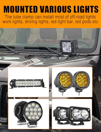 Tube Clamps Mounting Brackets ADTOPI 2’’ Bull Bar Roll Cage Light Bar Mounts for LED Bar Work Lamps Fog Lamps Off Road Lights Fit for UTV ATV Offroad Truck, 2pcs … - size: 2 Inch