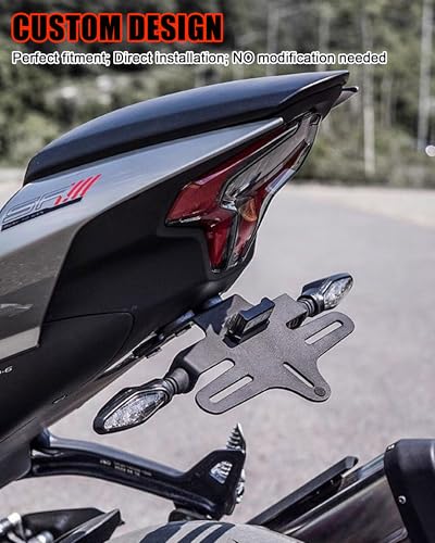 Tidy Tail Fender Eliminator License Plate Frame with LED Light Compatible with CFMOTO 450SS/450NK 2023 2024 2025,Aluminum Alloy,Laser Cutting,CFMOTO 450SS Accessories,CFMOTO 450NK Accessories