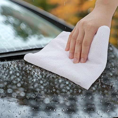 CARTMAN 30 Pack Microfiber Cleaning Cloth, Reusable Tear Away Towels Roll, 12"x12", Multi-Purpose Microfiber Towels Cleaning, Lint Free, Absorbent Cleaning Rags for Kitchen, Car, Glass White - color: 30pk White