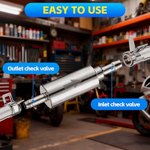 2 Sets Brake Bleeder Hose Kit with One-Way Valve&Metal Clamp | Air-Free Hydraulic Bleeding Tool for Car, Motorcycle&Clutch