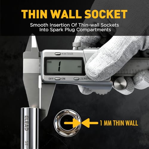 5/8" Swivel Magnetic Spark Plug Socket, 3/8" Drive x 12" Total Length, Thin Wall Spark Plug Removal Tool, 360 Degree Swivel, Enhanced Magnetic, 6-Point Design, Cr-V Steel - size: 5/8" x 12"