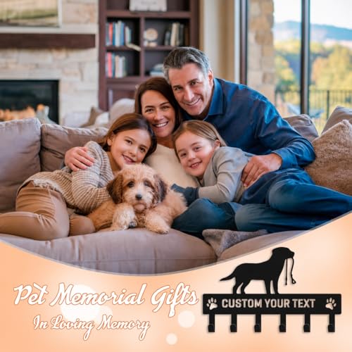 Personalized Dog Leash Holder for Wall, Custom Pet Key Hook Rack | Dog metal leash holder for wall with custom text, keeps keys, collars and leashes organized, ideal pet lover gift - color: Dog