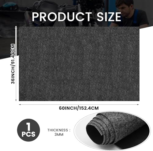 60 x 36 Inch Oil Spill Mat, Garage Floor Mat Under Car Driveway Mats Oil Leaks Absorbent Oil Pad, Reusable, Washable, Durable, Waterproof Backing, Protects Surfaces, Black