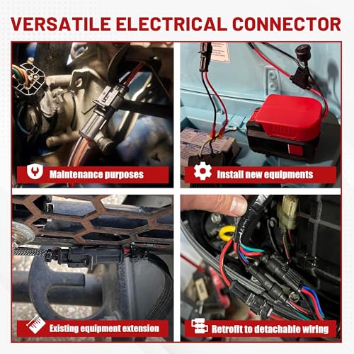 RED WOLF 16 AWG 2 Pin Waterproof Connector, Automotive Electrical Wire Connectors, 2 Wire Connector Harness Male and Female Plug Socket for Cars Truck Motorcycle Marine Boats - 5 Kits (2 Pin)