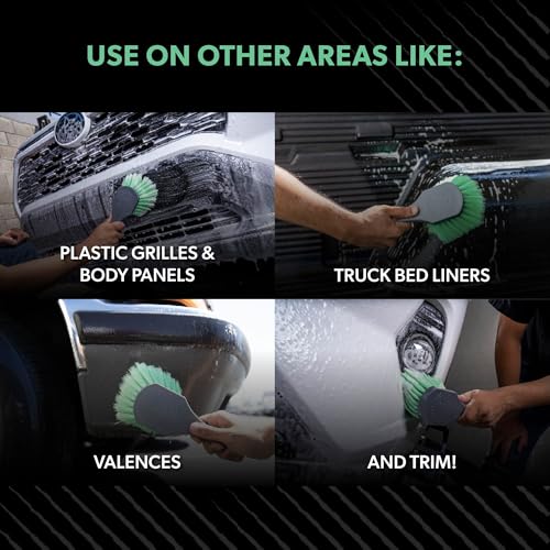 Chemical Guys Wheelie All Exterior Surface and Wheel Brush, Wheel Cleaner Brush with Soft Bristles, Safe Cleaning of Rims, Tires, and Exterior Surfaces on Cars, Trucks, Motorcycles, RVs, & More, Green - size: (Pack of 1), style: Wheelie