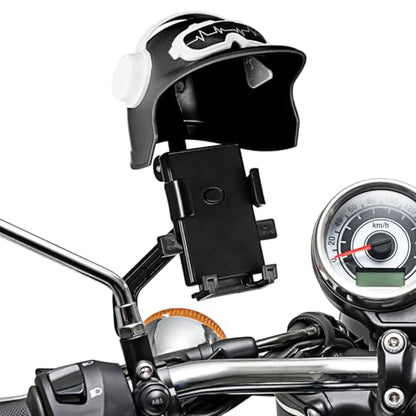 LALAFINA Waterproof Motorcycle Phone Mount with Sunshade Universal Bike Phone Holder Clamp for Rear Mirror Secure Grip Stand Compatible with Most Smartphones for Safe Riding