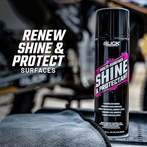 Slick Products Shine & Protectant Spray 17.35 FL OZ. - High Gloss Clear Coating Renew Vinyl, Plastic, Rubber, Trim, Tire, Car, Truck, Motorcycle, Dirt Bike (12-Pack) - size: 17.35 Fl Oz (Pack of 12)