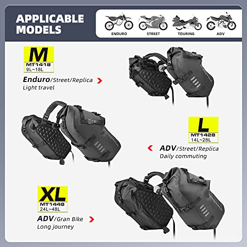 Rhinowalk Motorcycle Saddle Bags Waterproof Motorbike Panniers Motor Side Bag 48L (24L*2) Powersports Saddle Bag for Most Motorcycles Black, 1 Pair - size: 48L