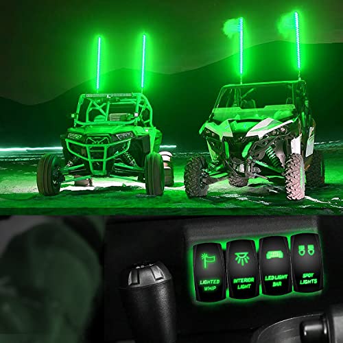 Nilight Lighted Whip Rocker Switch Led Light Bar 5Pin Laser On Off SPST switches 20A/12V 10A/24V Green with Jumper Wires Set for Cars Trucks RVs - color: Green, size: LIGHTED WHIP