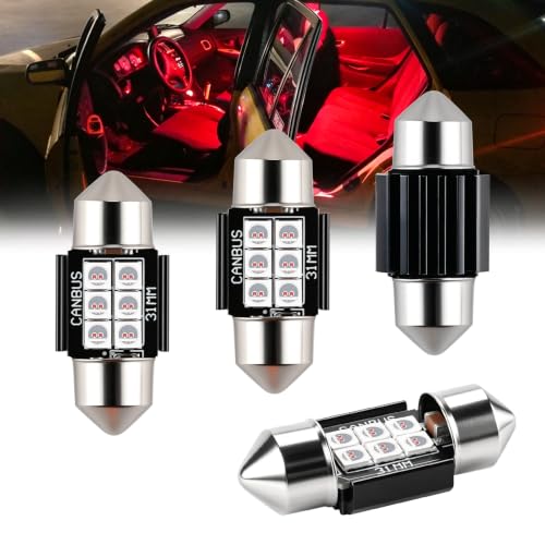 iBrightstar 9-30V Extremely Bright DE3175 DE3021 Festoon LED Bulbs Error Free 1.25" 31mm for Interior Map Dome Lights and License Plate Courtesy Lights, Red - color: Red, size: 31mm