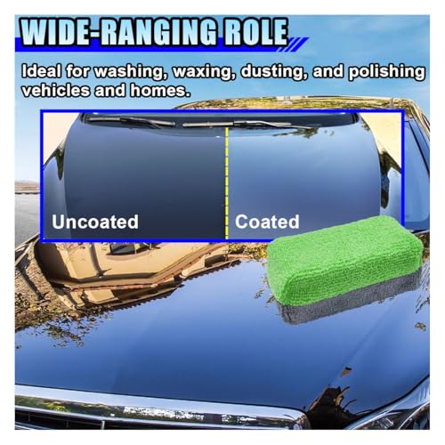 12PCS Ceramic Coating Applicator Sponge, 4.13'' x 1.84'' Microfiber Car Detailing Applicator Pads, Rectangular Car Foam Cleaning Pad, Auto Polishing Pad for Wax, Paint, Sealant (Green) - color: Green