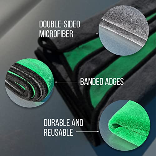 Extra Large Car Drying Towel - 800 GSM Premium Microfiber Drying Towels for Cars - Car Drying Towels Extra Large Super Absorbent, Professional XL Car Towel for Any Vehicle - 40x24, Green - color: Green