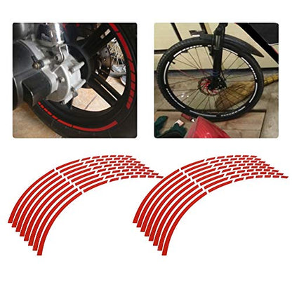 aqxreight Reflective Wheel Rim Stripe Decal, 16pcs Bike Motorcycle 16 18inch Reflective Wheel Strip Stickers Decoration Accessory(Red)