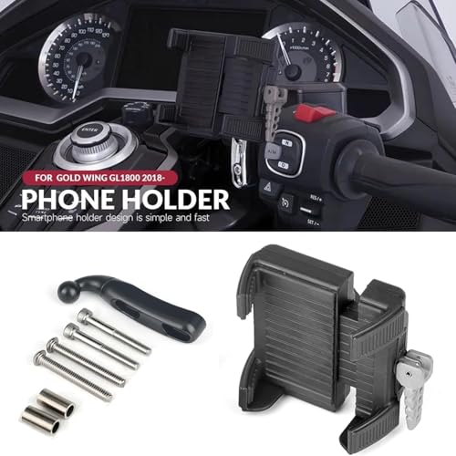 Motorcycle Phone Mount for Harley Davidson, Universal Cell Phone GPS Navigation Holder with Black Perch Mount for Harley Yamaha Kawasaki Suzuki Indian Honda Goldwing GL1800 GL1500