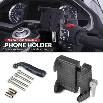 Motorcycle Phone Mount for Harley Davidson, Universal Cell Phone GPS Navigation Holder with Black Perch Mount for Harley Yamaha Kawasaki Suzuki Indian Honda Goldwing GL1800 GL1500
