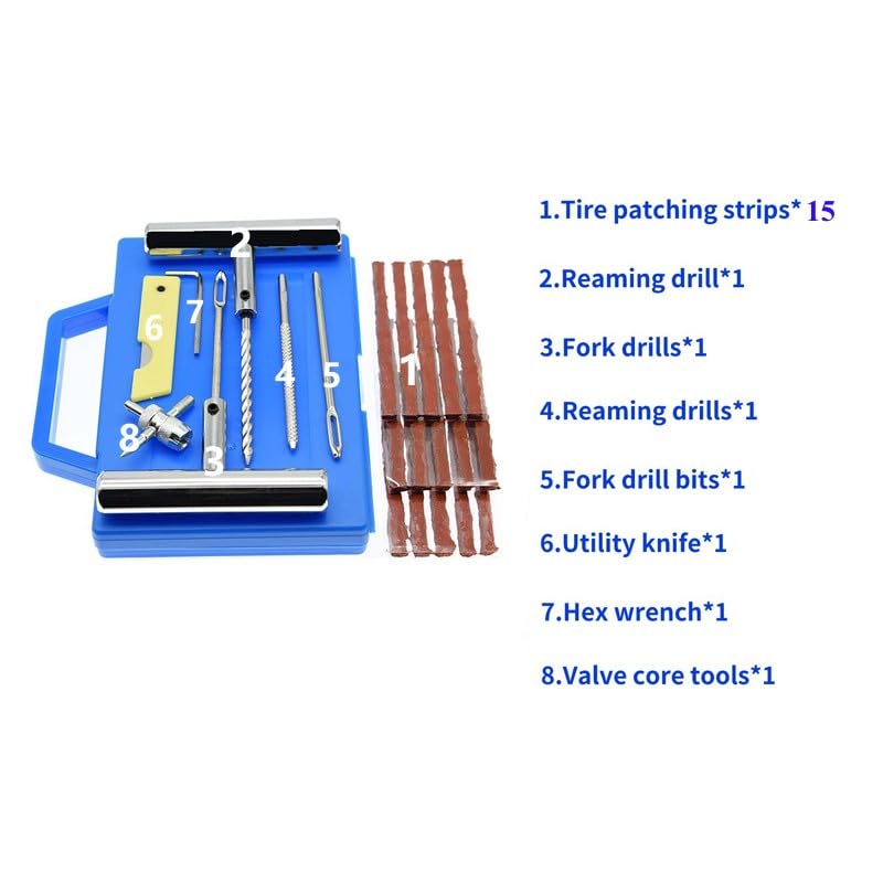 ROYWOO 22pcs Tire Repair Kit, Heavy Duty Tire Plug Kit, Heavy Duty Tire Repair Tools & Tire Repair Set for Car, Truck, ATV, RV, SUV,Lawn Mower,Motorcycle,Tractor, Trailer