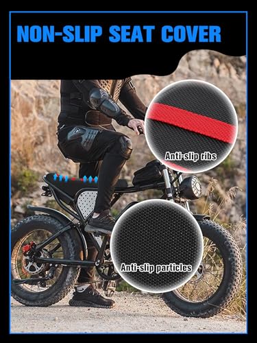 Non-Slip Seat Cover Compatible Fit for Ridstar Q20/Q20 Pro Lite EBike E-Bike, Electric Bike Soft Seat Cover Red - color: red