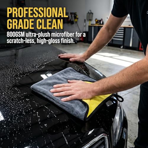 PARAROSE Microfiber Towels for Cars, 800GSM Car Drying Towel, Large Microfiber Cleaning Towels for Car Washing, Waxing, Buffing, Polishing, Scratch-Free Auto Detailing Towels, 6 Pack, 12 x 24 Inch