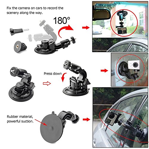 ASOCEA Action Camera Suction Cup Mount Windshield Camera Holder Tripod Adapter with 1/4" Screw Compatible with Gopro Hero 13 12 11 10 9/AKASO EK7000/Brave 4/Dragon Touch/DJI OSMO/Insta360 X3 x2/ODDV