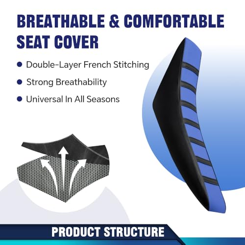 PIT66 Motorcycle Soft Leather Seat Cover, Compatible with Honda CR125R CR250R CR500R CR80R CRF100F CRF125F CRF150F(Blue) - color: Blue