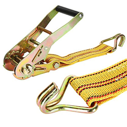 HUBun4 Pack Ratchet Tie Down Straps, 2" x 20 Feet, 8,000 lbs Break Strength, Heavy Duty Cargo Lashing Straps with Double J Hooks for Trucks, Trailers, and Moving - color: Yellow, size: 4 pack 2 inch x 20 ft